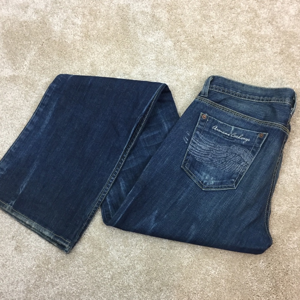 🗽 ARMANI EXCHANGE Boot Cut WINGS Denim JEANS. 6 - Picture 7 of 8